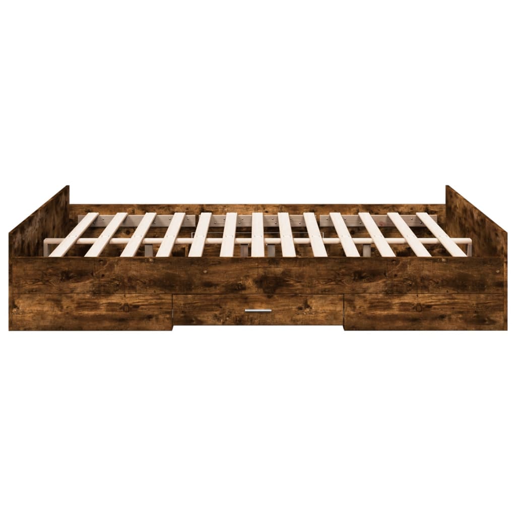 Bedframe met lades bewerkt hout gerookt eikenkleurig 140x200 cm
