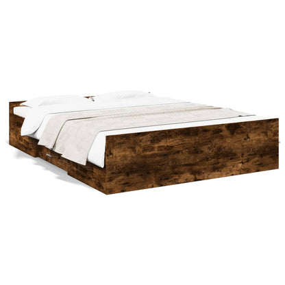 Bedframe met lades bewerkt hout gerookt eikenkleurig 140x200 cm