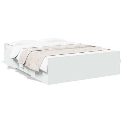 Bedframe met lades bewerkt hout wit 120x200 cm