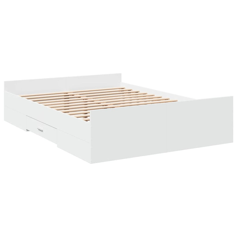 Bedframe met lades bewerkt hout wit 120x200 cm