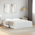 Bedframe 120x200 cm bewerkt hout wit met lades