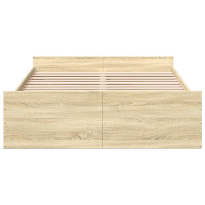 Bedframe met lades bewerkt hout sonoma eikenkleurig 120x200 cm