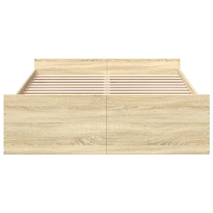 Bedframe met lades bewerkt hout sonoma eikenkleurig 120x200 cm