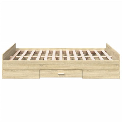 Bedframe met lades bewerkt hout sonoma eikenkleurig 120x200 cm