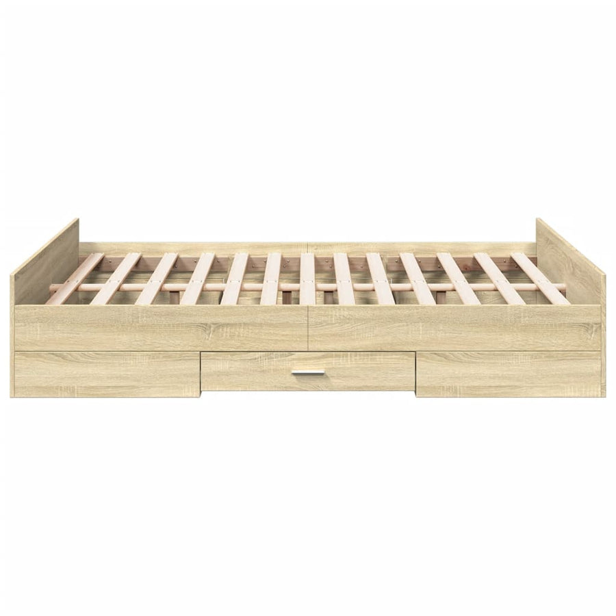 Bedframe met lades bewerkt hout sonoma eikenkleurig 120x200 cm