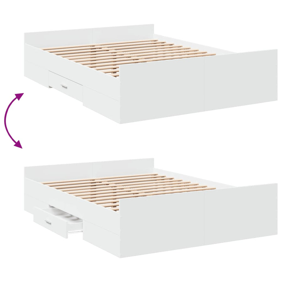Bedframe Met Lades Bewerkt Hout 140 x 190 cm