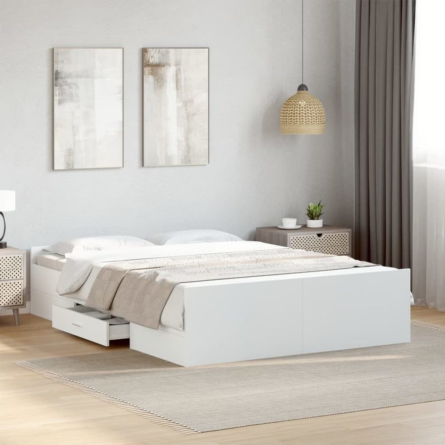 Bedframe Met Lades Bewerkt Hout 140 x 190 cm