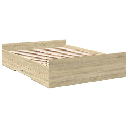 Bedframe Met Lades Bewerkt Hout Sonoma Eikenkleurig 140X190 Cm