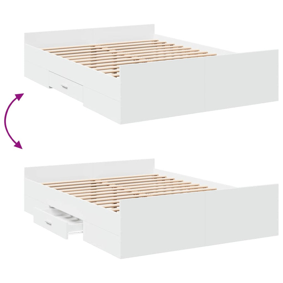 Bedframe Met Lades Bewerkt Hout 135 x 190 cm