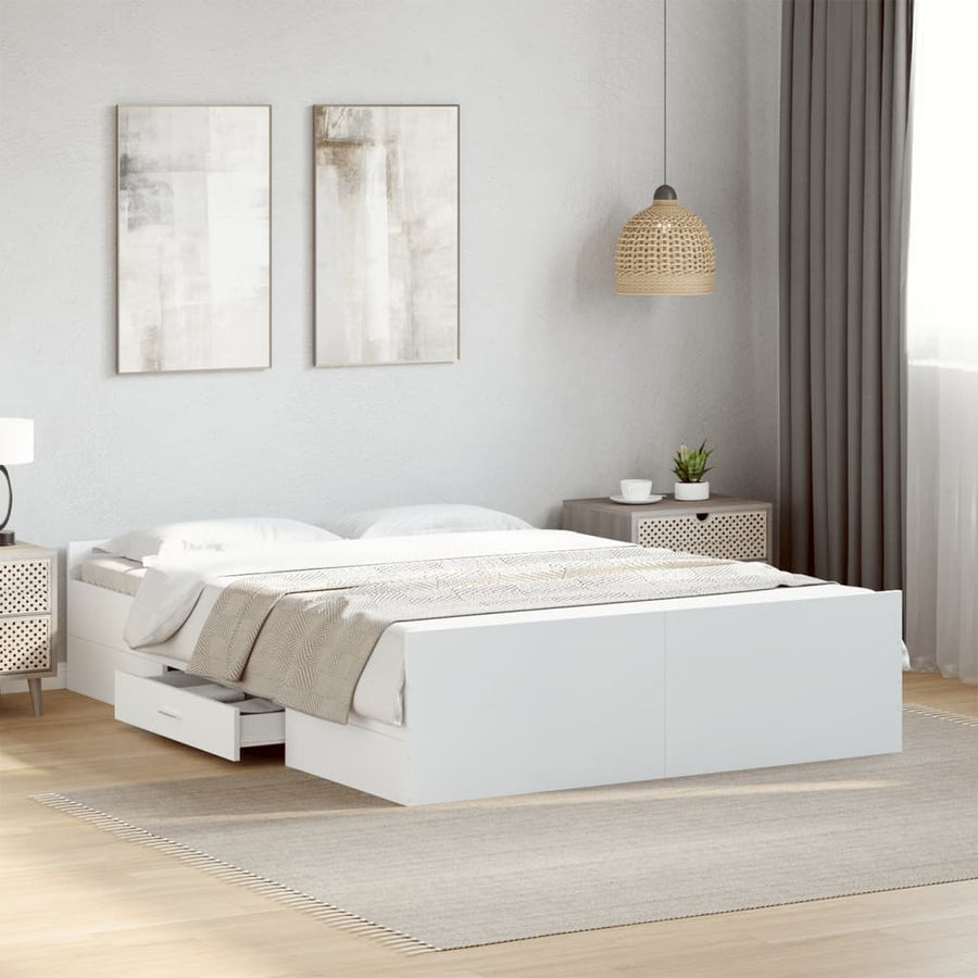 Bedframe Met Lades Bewerkt Hout 135 x 190 cm