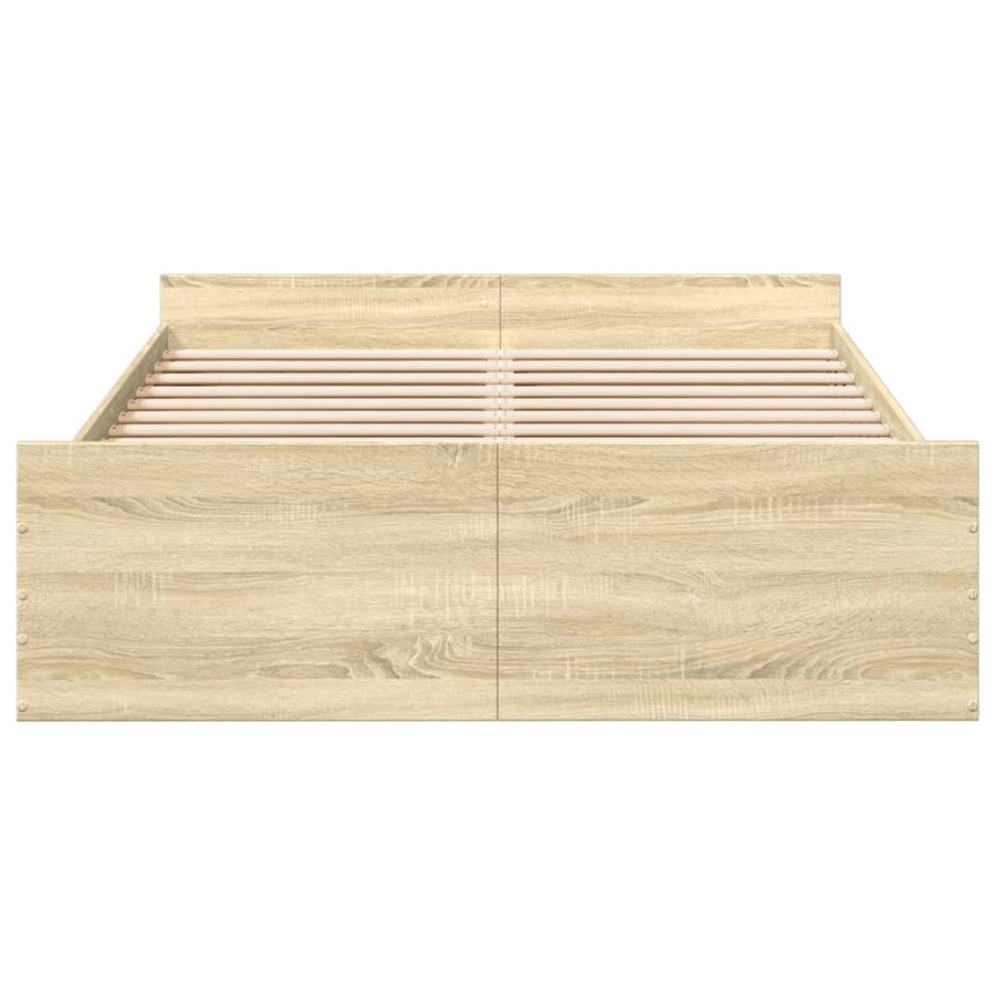 Bedframe Met Lades Bewerkt Hout Sonoma Eikenkleurig 135X190 Cm