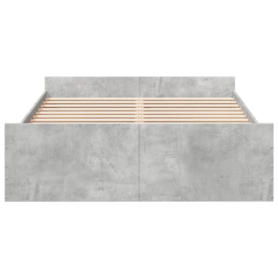 Bedframe met lades bewerkt hout betongrijs 135x190 cm