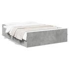 Bed frame with drawers engineered wood concrete grey 135x190 cm