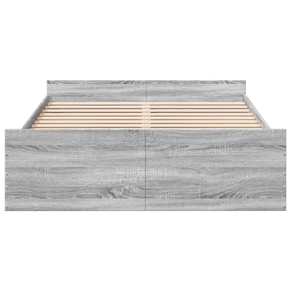 Bedframe met lades bewerkt hout grijs sonoma eiken 135x190 cm