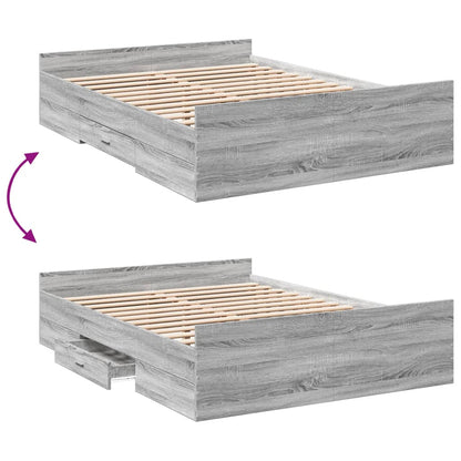 Bedframe met lades bewerkt hout grijs sonoma eiken 135x190 cm