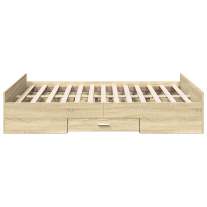 Bedframe Met Lades Bewerkt Hout Kleurig 120 x 190 cm