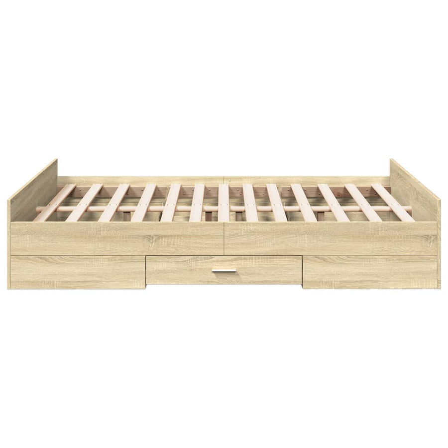Bedframe Met Lades Bewerkt Hout Kleurig 120 x 190 cm