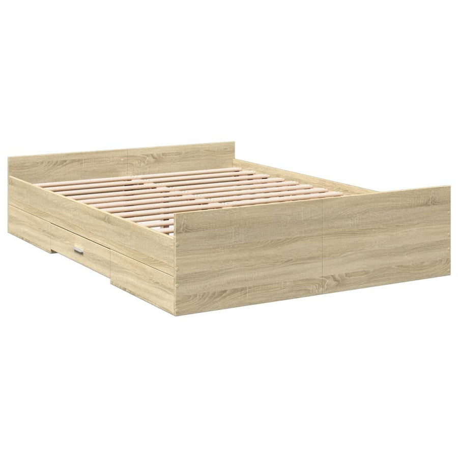 Bedframe Met Lades Bewerkt Hout Kleurig 120 x 190 cm