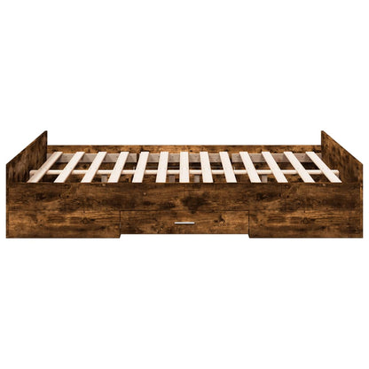 Bedframe met lades bewerkt hout gerookt eikenkleurig 120x190 cm