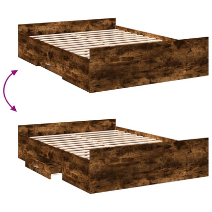 Bedframe met lades bewerkt hout gerookt eikenkleurig 120x190 cm
