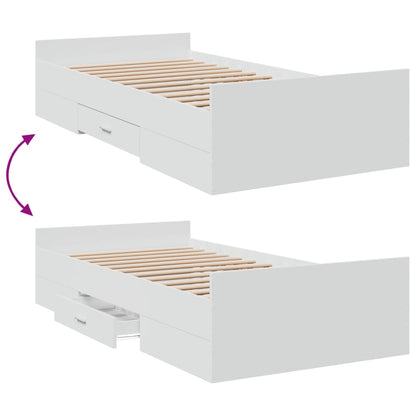 Bedframe Met Lades Bewerkt Hout 90 x 200 cm