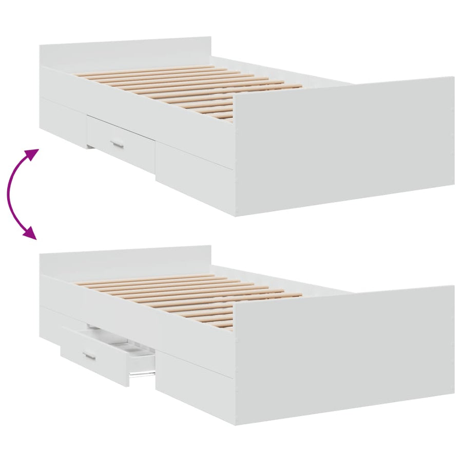 Bedframe Met Lades Bewerkt Hout 90 x 200 cm