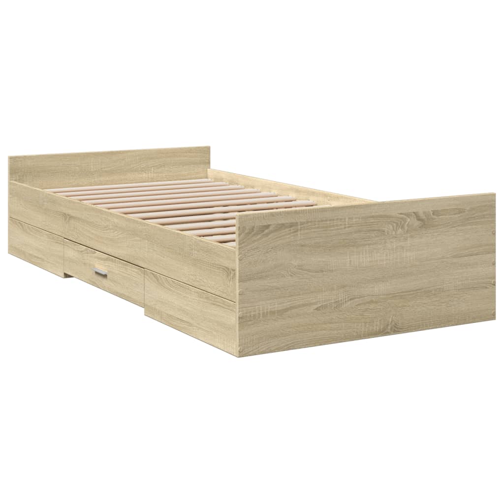 Bedframe Met Lades Bewerkt Hout Kleurig 90 x 200 cm