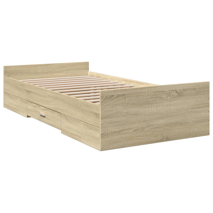 Bedframe Met Lades Bewerkt Hout Kleurig 90 x 200 cm