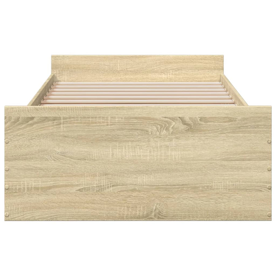 Bedframe Met Lades Bewerkt Hout Kleurig 90 x 200 cm