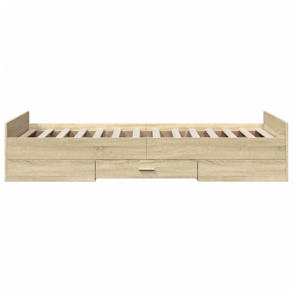 Bedframe Met Lades Bewerkt Hout Kleurig 90 x 200 cm