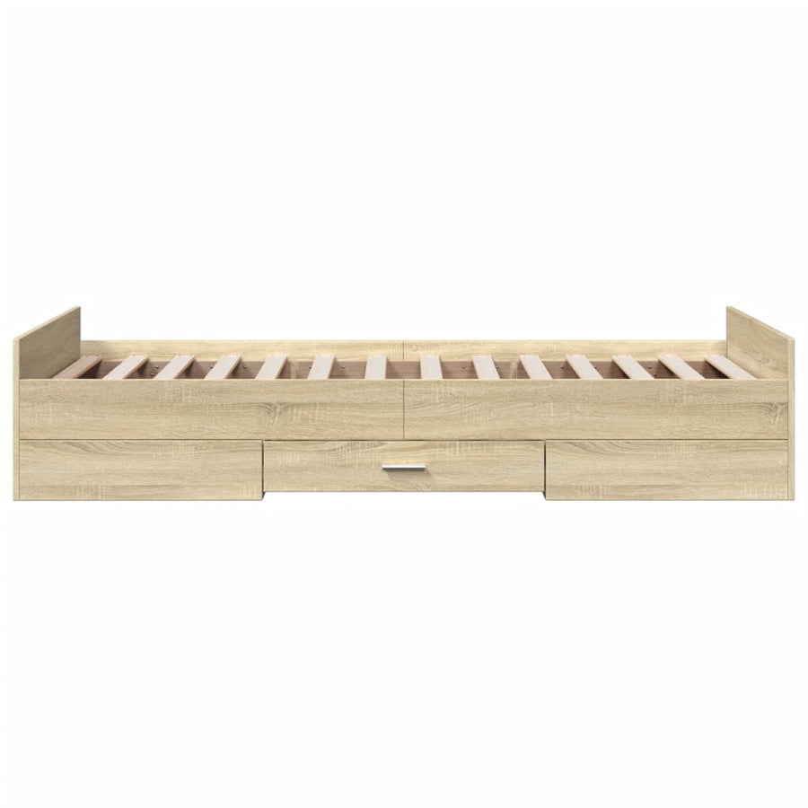Bedframe Met Lades Bewerkt Hout Kleurig 90 x 200 cm