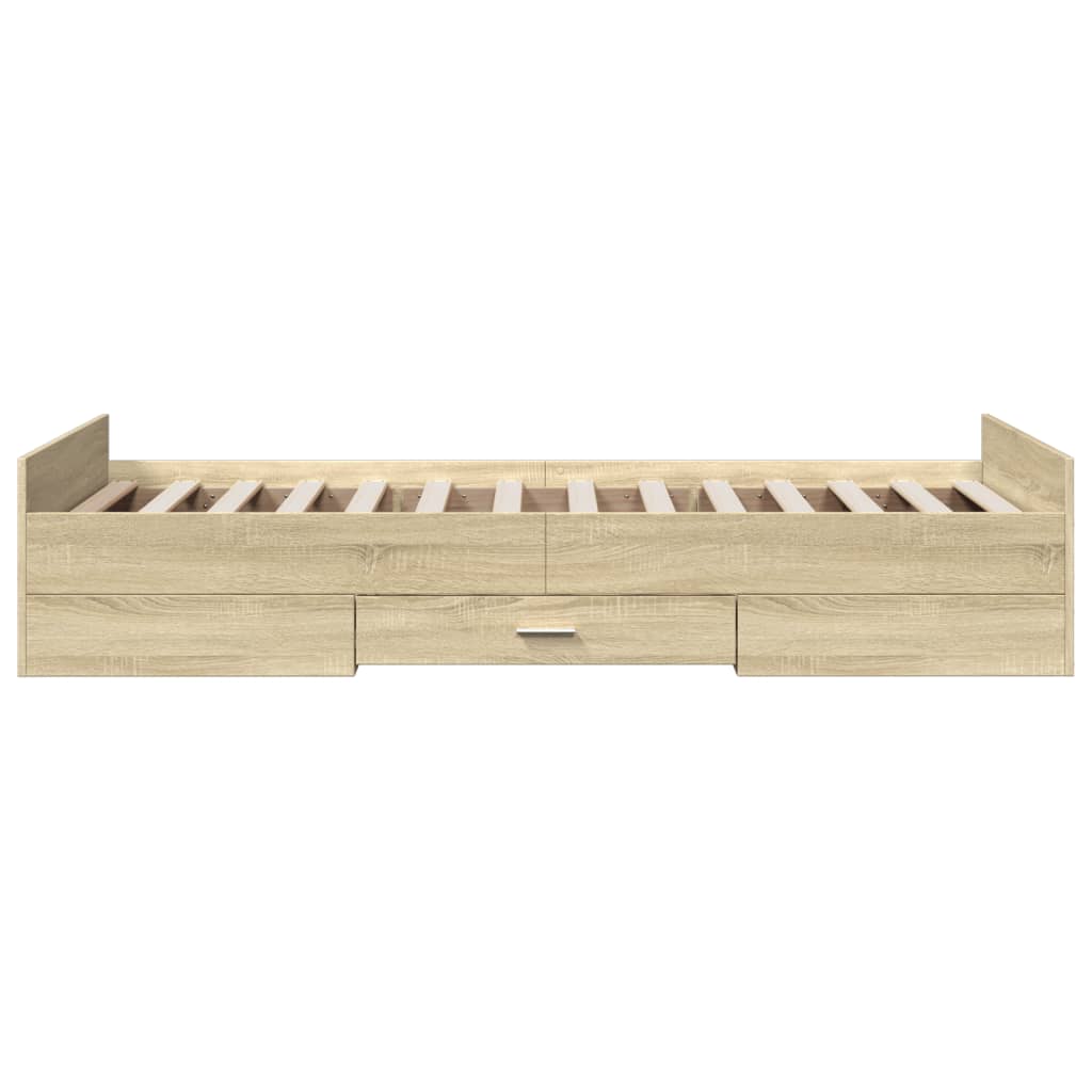 Bedframe Met Lades Bewerkt Hout Kleurig 90 x 190 cm