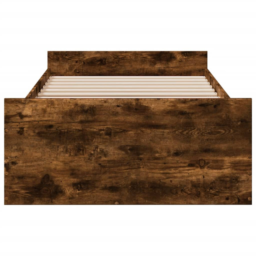 Bedframe met lades bewerkt hout gerookt eikenkleurig 90x190 cm