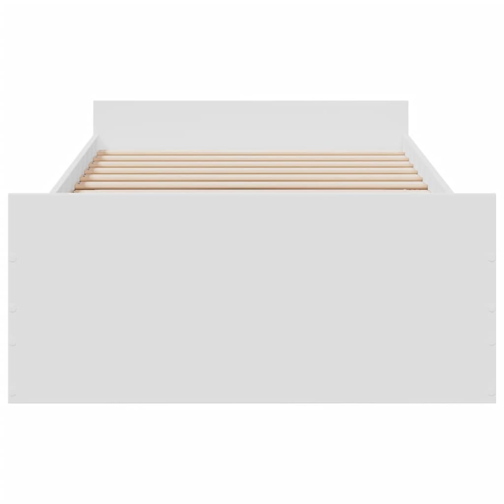 Bedframe met lades bewerkt hout wit 75x190 cm