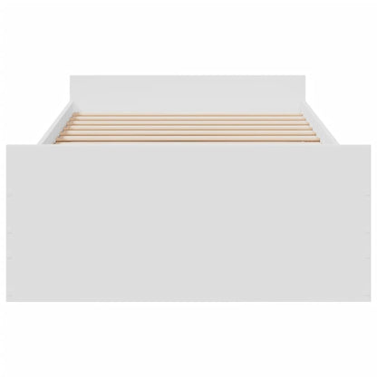 Bedframe met lades bewerkt hout wit 75x190 cm