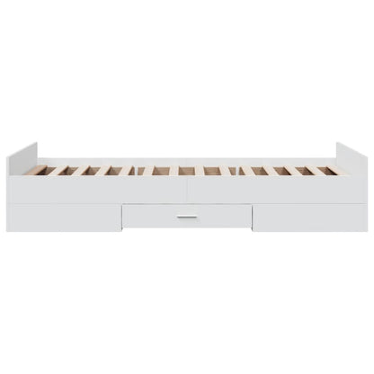 Bedframe met lades bewerkt hout wit 75x190 cm
