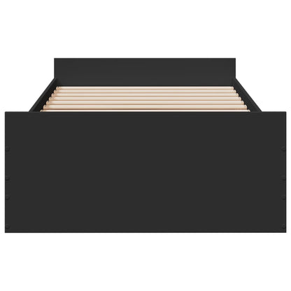 Bedframe met lades bewerkt hout zwart 75x190 cm