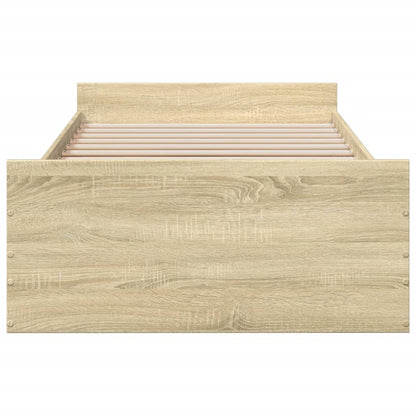 Bedframe met lades bewerkt hout sonoma eikenkleurig 75x190 cm