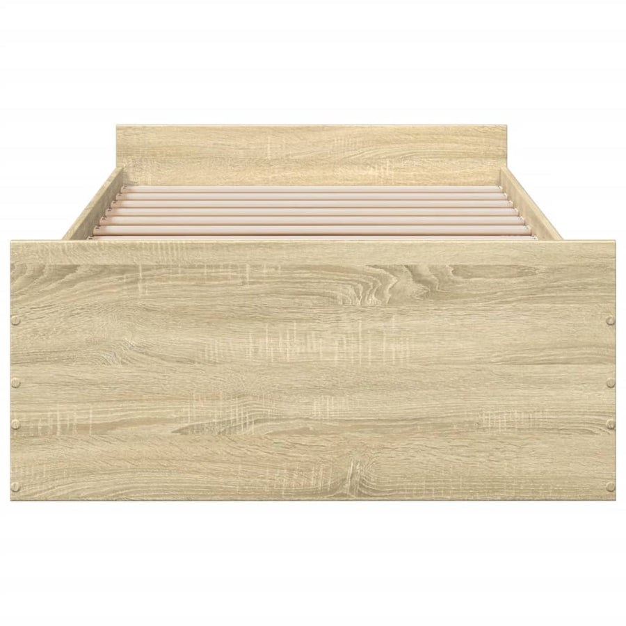 Bedframe met lades bewerkt hout sonoma eikenkleurig 75x190 cm
