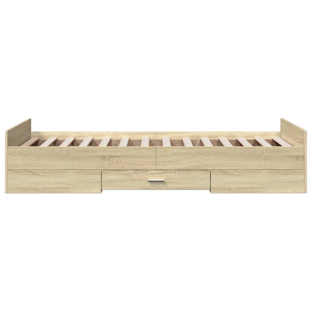 Bedframe met lades bewerkt hout sonoma eikenkleurig 75x190 cm