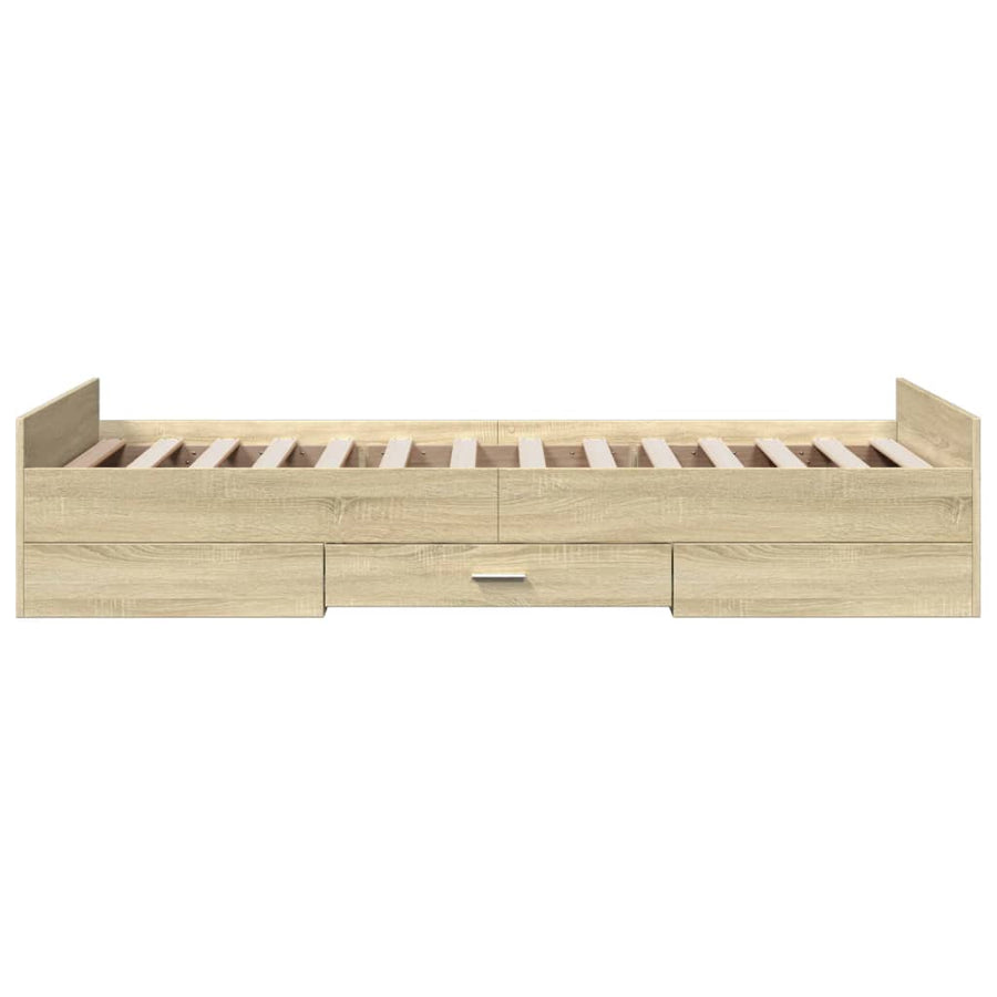 Bedframe met lades bewerkt hout sonoma eikenkleurig 75x190 cm