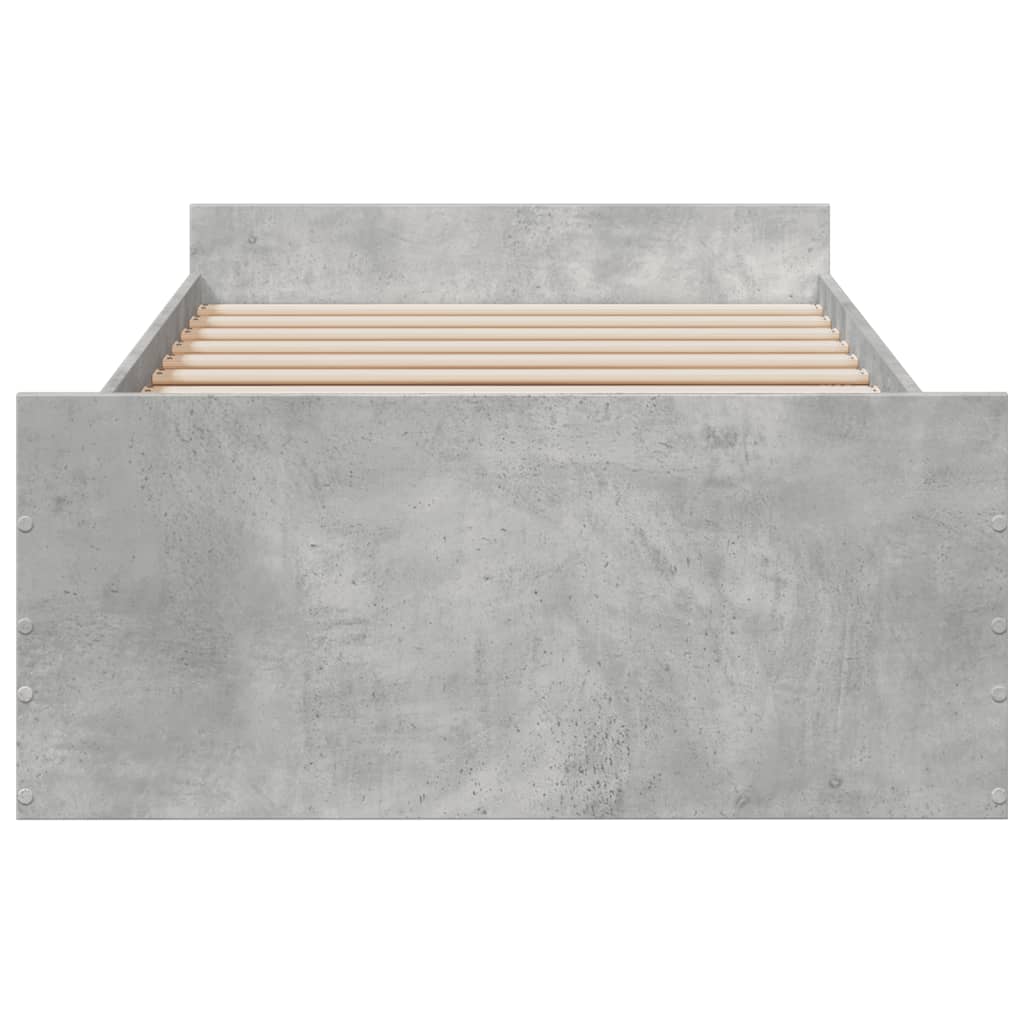 Bedframe met lades bewerkt hout betongrijs 75x190 cm
