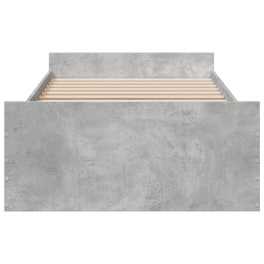 Bedframe met lades bewerkt hout betongrijs 75x190 cm