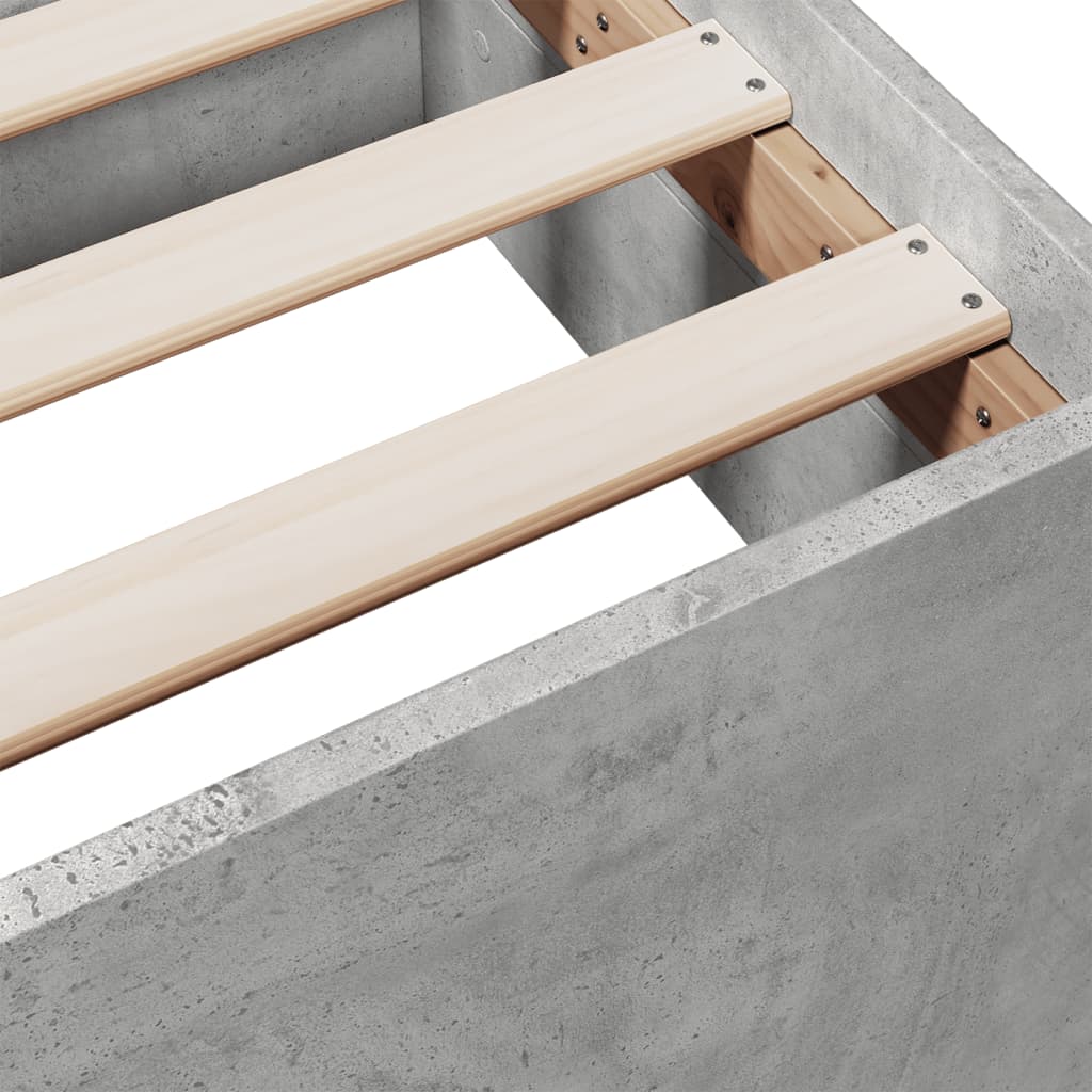 Bedframe met lades bewerkt hout betongrijs 75x190 cm