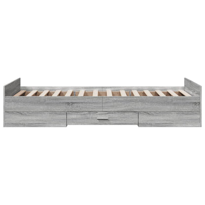 Bedframe met lades bewerkt hout grijs sonoma eiken 75x190 cm