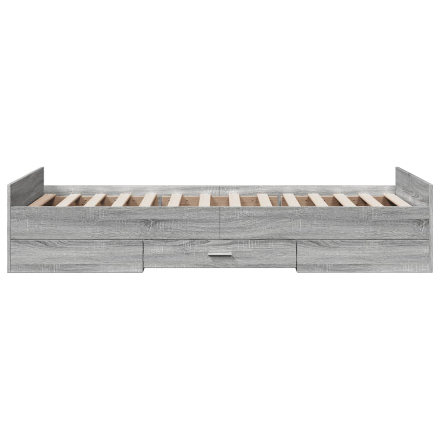 Bedframe met lades bewerkt hout grijs sonoma eiken 75x190 cm