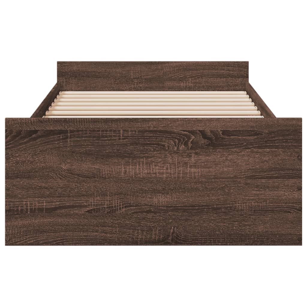 Bedframe met lades bewerkt hout bruineikenkleurig 75x190 cm