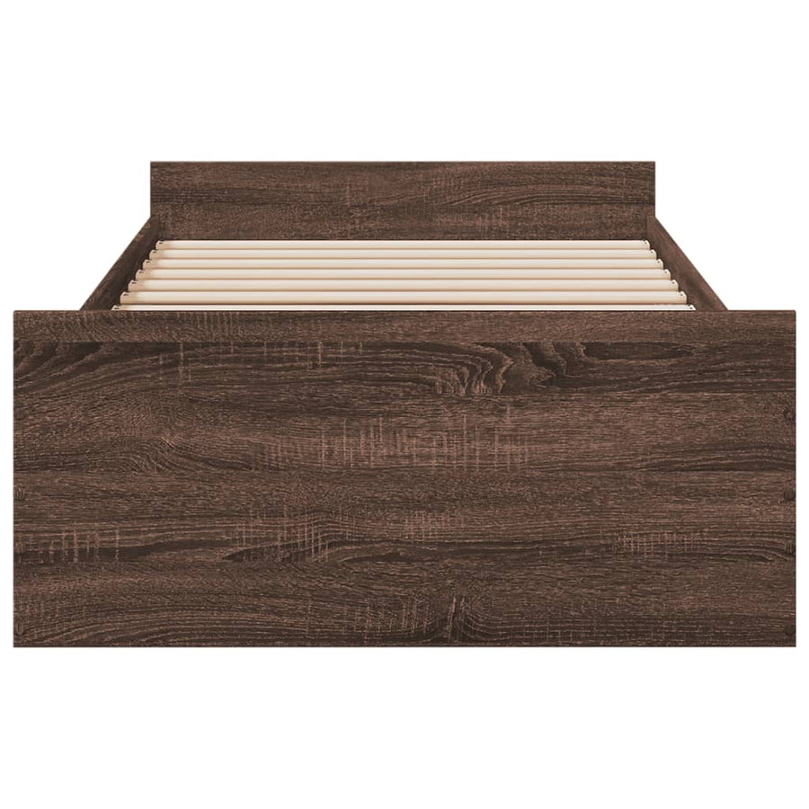 Bedframe met lades bewerkt hout bruineikenkleurig 75x190 cm