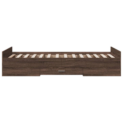 Bedframe met lades bewerkt hout bruineikenkleurig 75x190 cm