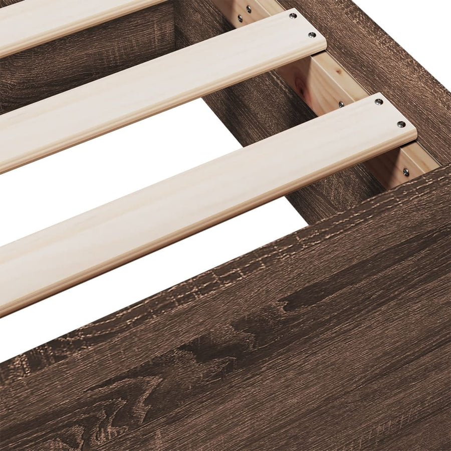 Bedframe met lades bewerkt hout bruineikenkleurig 75x190 cm